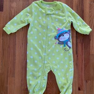Carter’s fleece footed zip up girls 12mo pajamas.